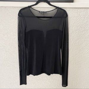 Elizabeth & James Sheer Long Sleeve Top